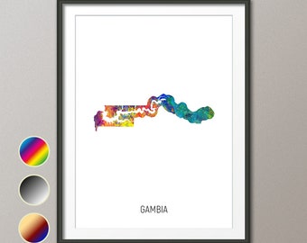 picture poster wall art Britain The Gambia watercolor print Travel gift