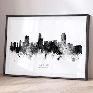 Raleigh Skyline North Carolina, Cityscape Painting Art Print Poster BX (11545)