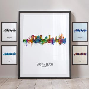 Virginia Beach Skyline, Virginia Beach Virginia Cityscape Art Print Poster Portrait PX (22826)