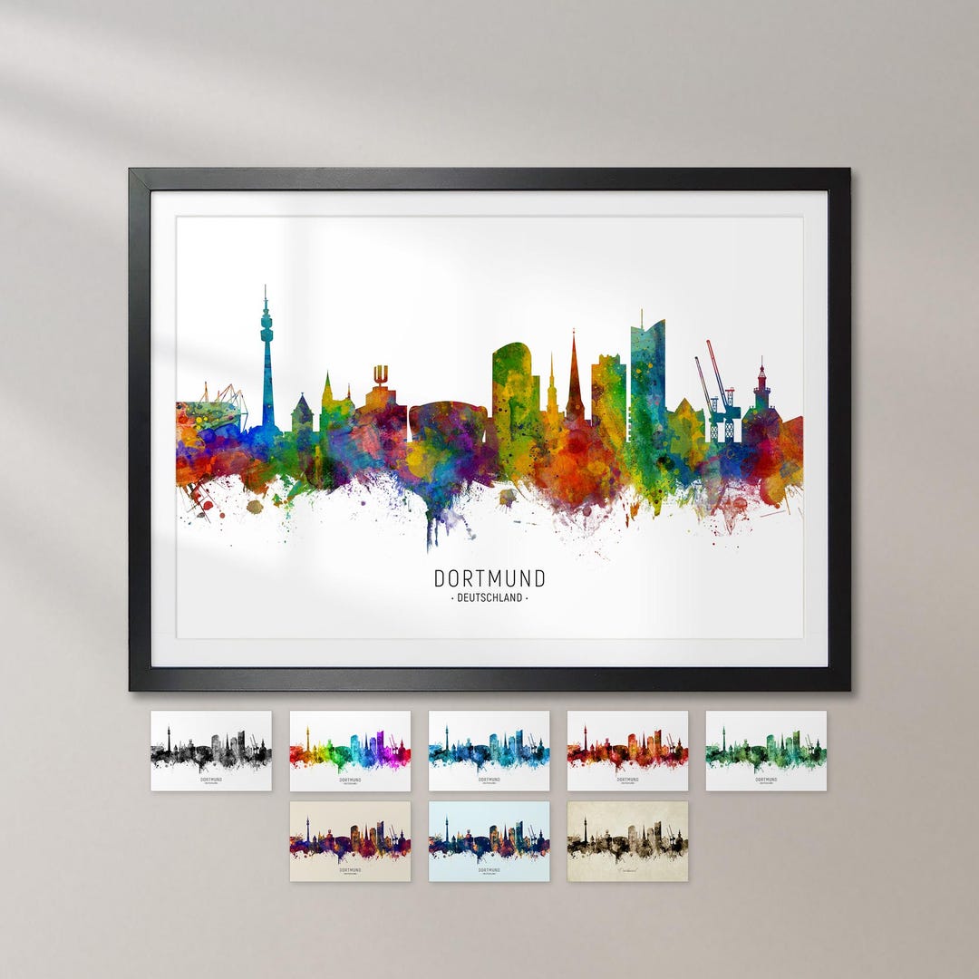 Dortmund Skyline Deutschland, Cityscape Art Print Poster KX (6646