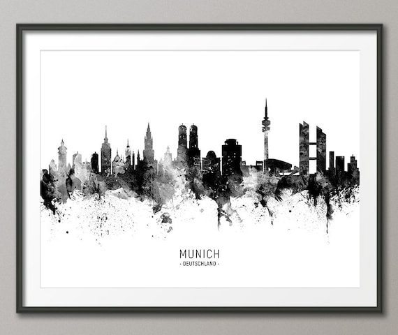 Munich Skyline, Munich UK Poster - Cityscape Art 11477 Etsy Print Germany
