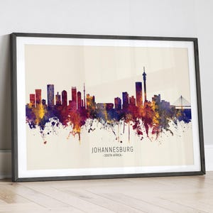 Johannesburg Skyline Südafrika, Stadtansicht Gemälde Kunstdruck Poster LX (14970)