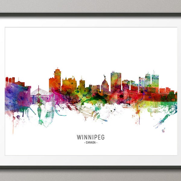 Winnipeg Skyline Canada, Cityscape Painting Art Print Poster CX (6659)