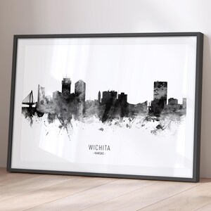 Wichita Skyline Kansas, Cityscape Painting Art Print Poster BX (11588)