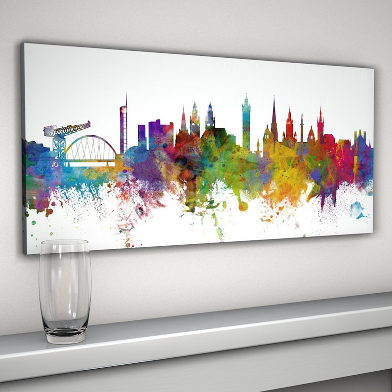 Glasgow Skyline Canvas Glasgow Scotland Cityscape Canvas Art Etsy UK