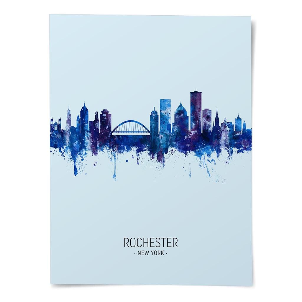 Rochester Skyline, New York Cityscape Art Print Poster Portrait - PX ...