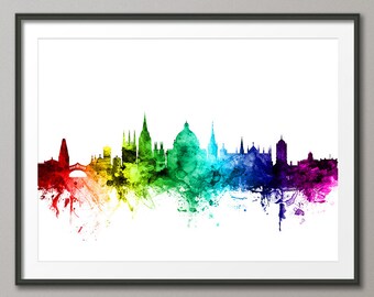 Oxford Skyline, Oxford England Cityscape Art Print (2453)