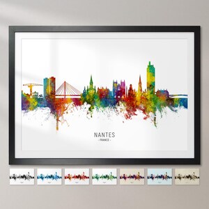 Nantes Skyline France, Cityscape Painting Art Print Poster CX (17505)