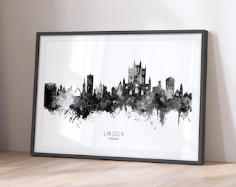 Pôster artístico com a paisagem urbana de Lincoln, Inglaterra, BX (11541)