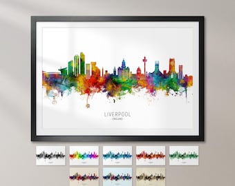 Liverpool Skyline England, Cityscape Art Print Poster KX (45021)