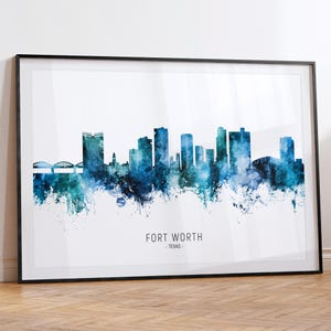 Fort Worth Cityscape Texas, Skyline Wall Art Poster Print RX (32020)
