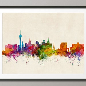 Skyline de Las Vegas, impressão artística da paisagem urbana de Las Vegas Nevada (1007)