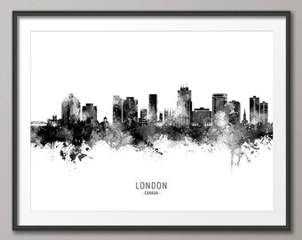 London Ontario Canada Skyline, London Cityscape Art Print Poster (32904)