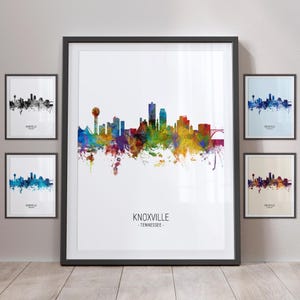 Knoxville Skyline, Knoxville Tennessee Cityscape Art Print Poster Portrait PX (4976)