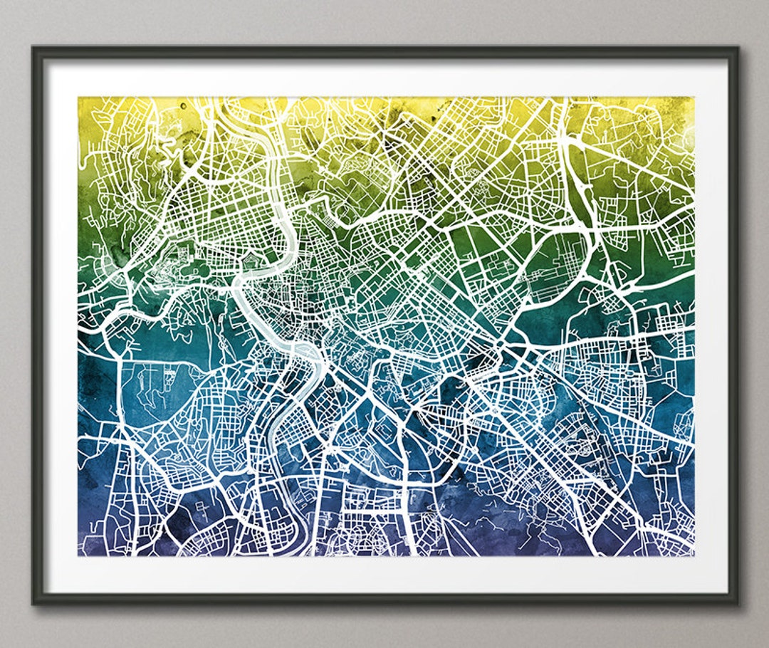 Rome Italy City Street Map, Art Print (1938) - Etsy