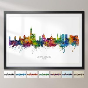 Strasbourg Skyline France, Cityscape Painting Art Print Poster CX (16554)