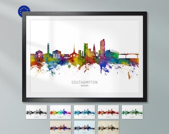 Southampton Skyline England, Poster Print Cityscape Art ZX (45993)