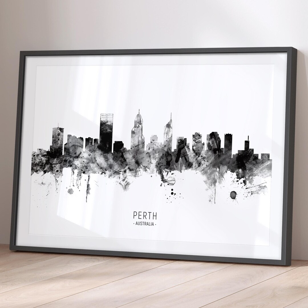 Perth Skyline Australia, Cityscape Painting Art Print Poster BX (11592 ...