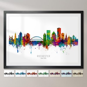 Póster con impresión artística de la pintura del horizonte de Rochester, Nueva York, paisaje urbano CX (6611)