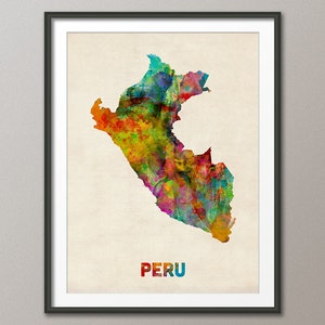 Peru Watercolor Map, Art Print (1023)