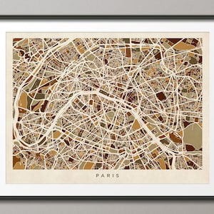 Paris France City Street Map, Art Print (441)