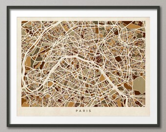 Paris France City Street Map, Art Print (441)