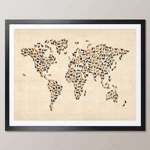 Katzen Weltkarte, Art Print WM (180)