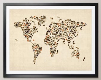 Cats Map of the World Map, Art Print WM (180)