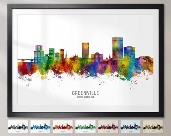 Greenville Skyline South Carolina, Stampa artistica Poster CX (44506)