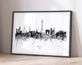 Paris Skyline France, Cityscape Art Print Poster BX (11480)