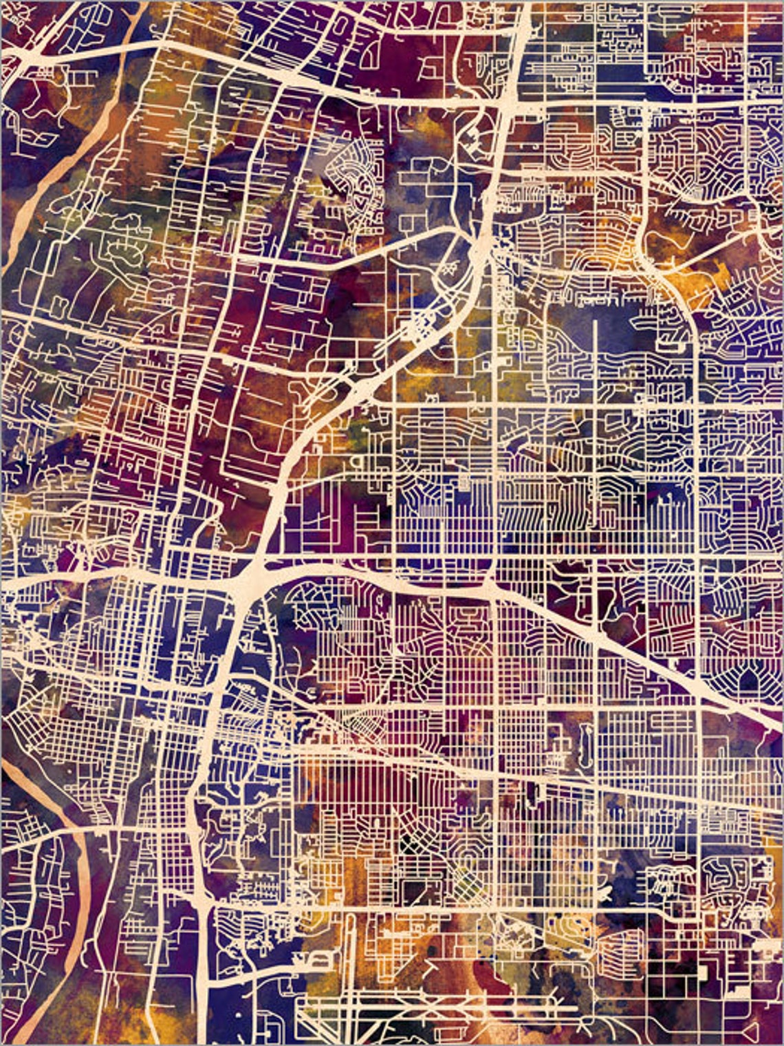 Albuquerque Map Albuquerque New Mexico City Street Map Art | Etsy