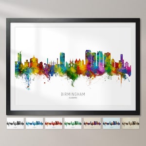 Birmingham Skyline Alabama, Stadtansicht Malerei Kunstdruck Poster CX (16111)