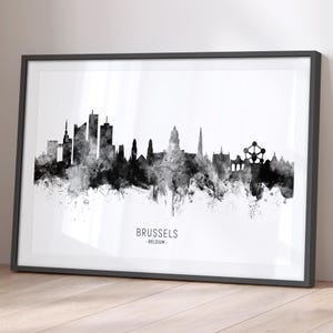 Brussels Skyline Belgium, Cityscape Painting Art Print Poster BX (11454)