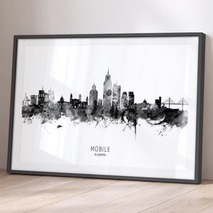Mobile Skyline Alabama, Stadtansicht Gemälde Kunstdruck Poster BKX (22062)
