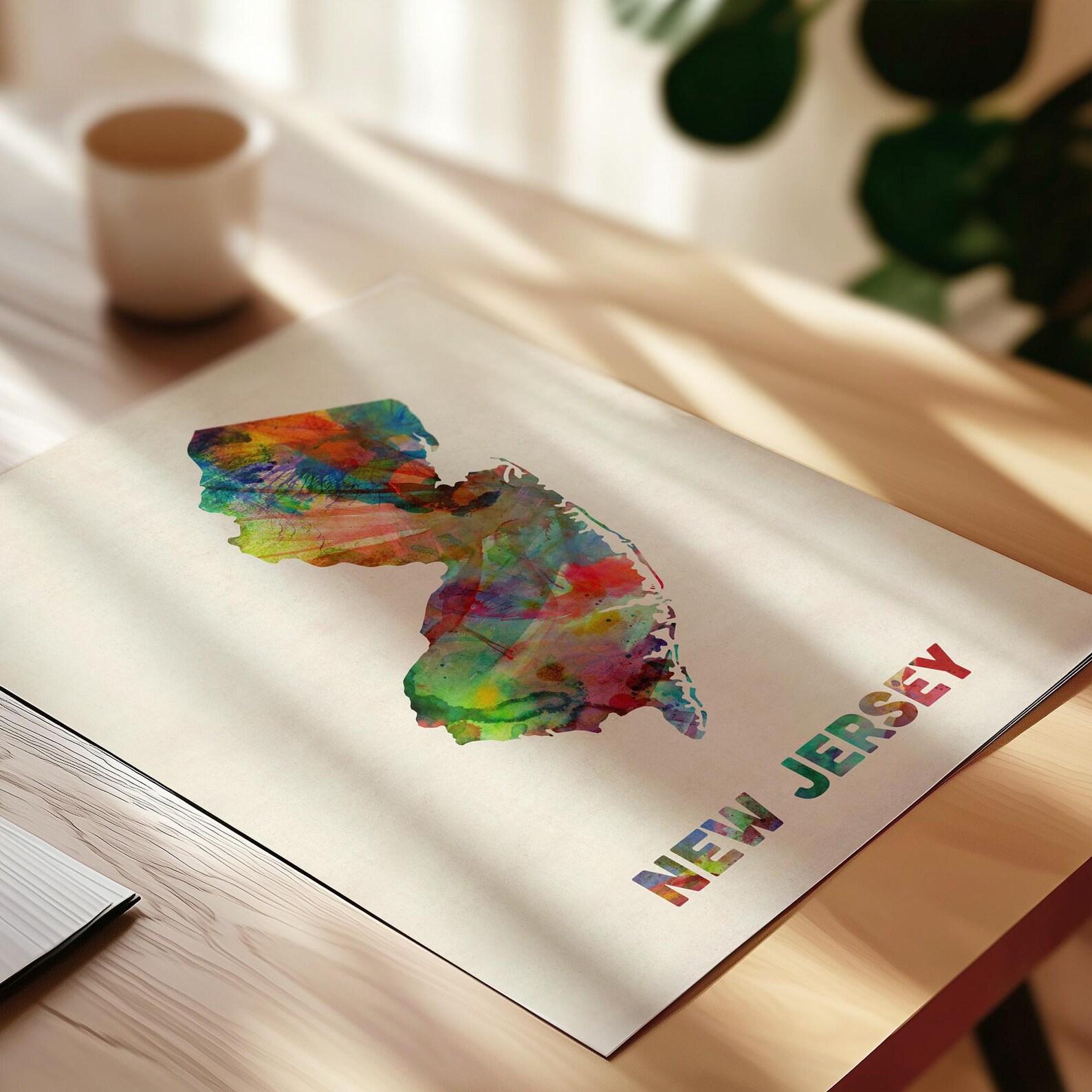 New Jersey Map USA, Watercolor United States of America Art Print ...