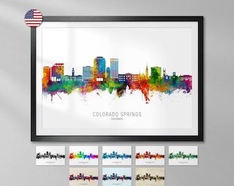 Colorado Springs Skyline Colorado, Cityscape Art Print Poster YX (21290)