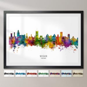 Wigan Skyline Engeland, stadsgezicht schilderij Art Print poster CX (23967)