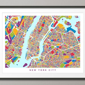 New York City kaart VS, stratenplan van New York City, Art Print (2859)