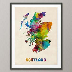 Carte aquarelle d'Ecosse, impression d'art (572)