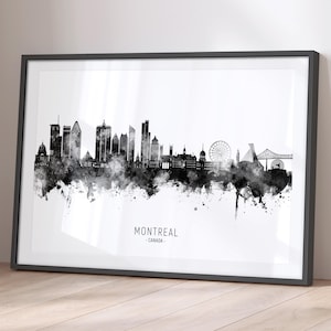 Ligne d'horizon de Montréal, Canada, affiche d'impression d'art peinture paysage urbain BX (35155)