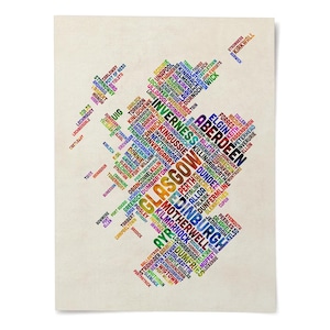 The image is a colorful, abstract representation of the United Kingdom, composed of various words and phrases in different colors and fonts, creating a visually striking and dynamic composition.