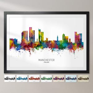 Manchester Skyline England, Stadtansicht Malerei Kunstdruck Poster CX (37783)
