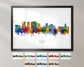 Regina Skyline Canada, Cityscape Art Print Poster KX (44273)