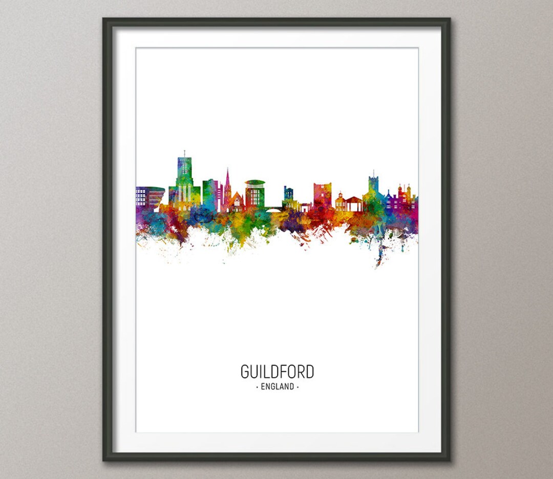 Guildford Skyline Guildford England Cityscape Art Print Etsy