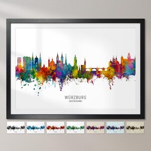 Würzburg Skyline Deutschland, Stadsgezicht Schilderij Art Print Poster CX (22384)