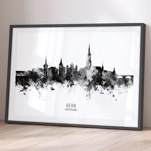 Bern Skyline Switzerland, Cityscape Painting Art Print Poster BX (11647)