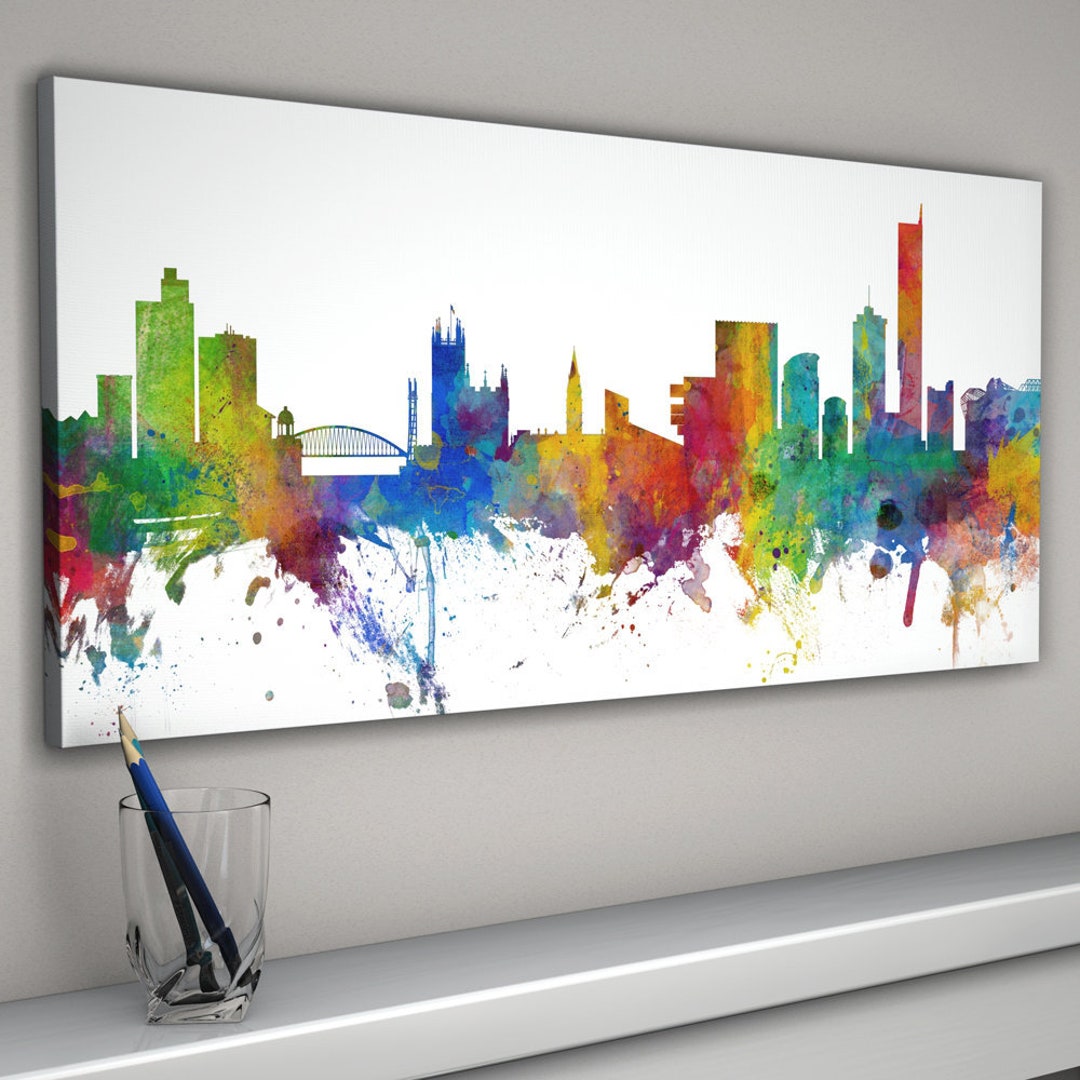 Manchester Skyline Canvas, Manchester Cityscape Box Canvas Art Print