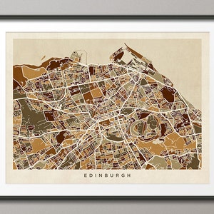 Carte d'Édimbourg, Écosse, impression d'art de plan de la ville d'Édimbourg (1349)