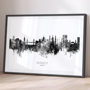 Budapest Skyline Hungary, Cityscape Painting Art Print Poster BX (11611)