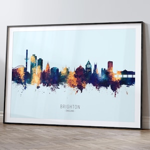 Brighton Skyline England, Cityscape Painting Art Print Poster HX (16001)